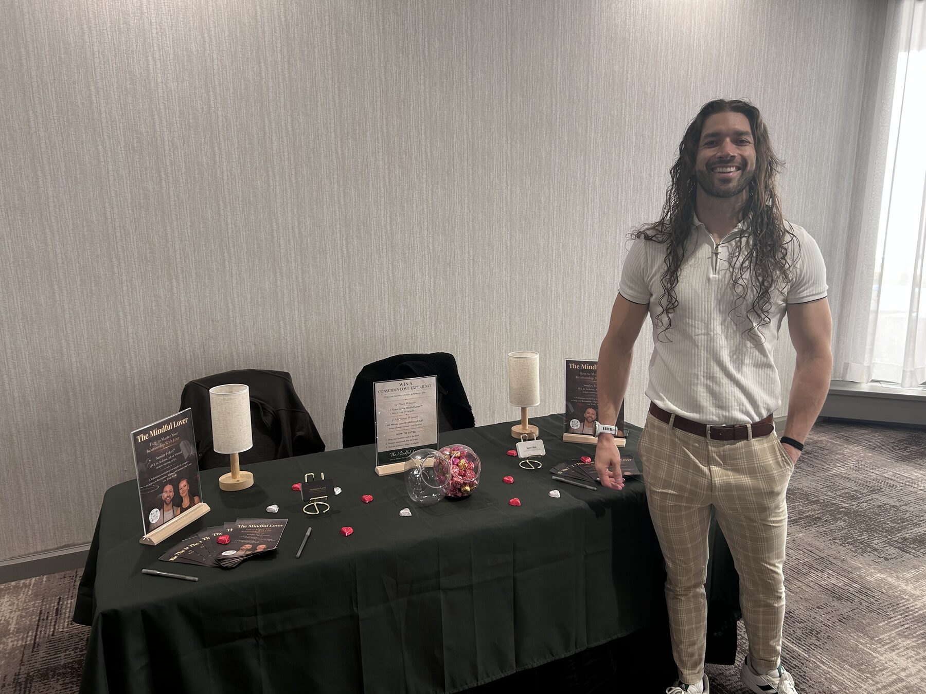 Mario hosting at a Mindful Lover event